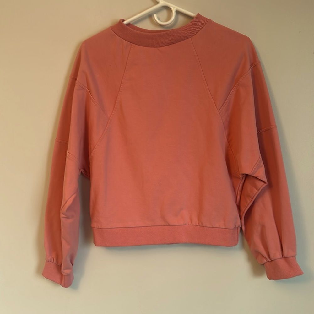 Merokeety Oversized Drop Sleeve Sweatshirt Pink Women’s S